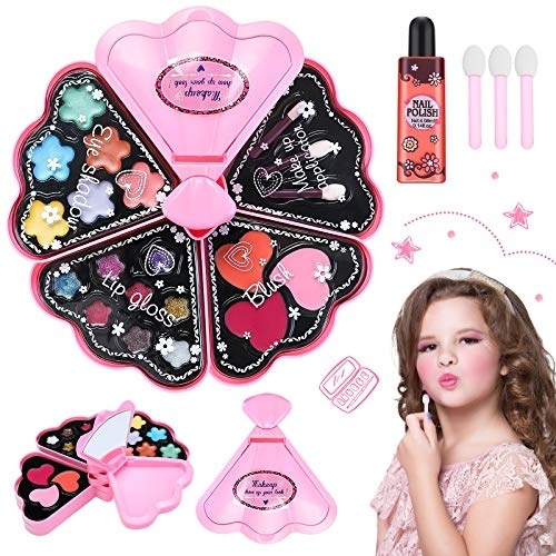MAKEUP SET/MBK-205A - Kids Pretend Play Makeup Set, Washable Makeup Toys for Girls, Princess Dress Up All-in-one Cosmetics Safe & Non-Toxic Beauty Set for Party Game Halloween Christmas Birthday Gifts