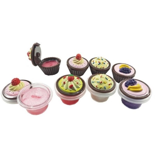 CUPCAKE LIP GLOSS/MBK-218C - Kid Girls Lip Gloss Set 8 Cupcake Style Kids Safe Cosmetic Pretend Play Kit Princess Toy