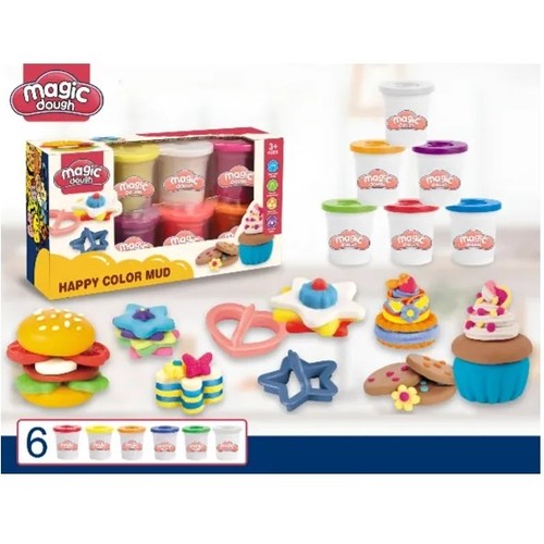 MAGIC DOUGH/5810-A - • Brand: Magic Dough • Age: Age 3-12 Year • This 6-pack features magic dough Sparkle compound mixed with lots of glitter, plus 2 cutters to make butterflies and stars • Keep It Fresh To Reuse Again And Again – There Are Few Things More Satisfying Than Opening Up A Fresh Can. The Airtight Containers Keep It Fresh To Play With Again And Again • This Clay for kids is made of eco-friendly and non-toxic materials. Made of natural resin, pure water and pigment which is harmless and environmentally friendly. Non-toxic and non-fragrant.