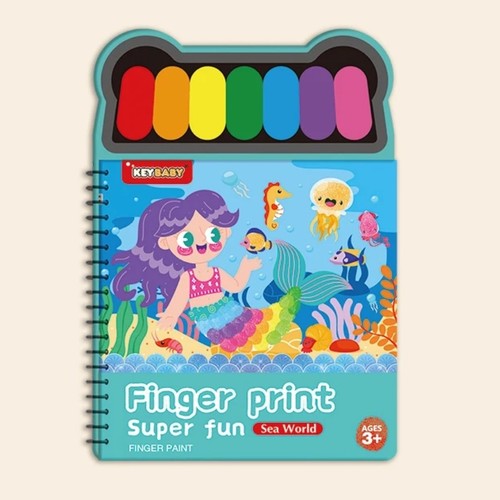 FINGER PAINT BOOK-HK24567 - COLORING BOOK WITH WATER PAINT PALETTE KIDS EDUCATIONAL FOR 3+ AGES