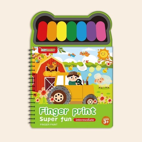 FINGER PAINT BOOK-HK24567 - COLORING BOOK WITH WATER PAINT PALETTE KIDS EDUCATIONAL FOR 3+ AGES