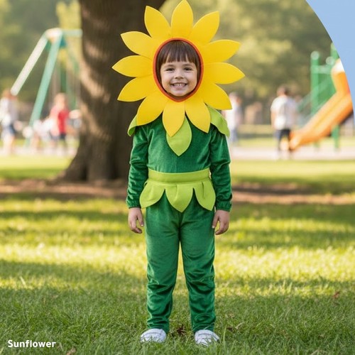 COS180/Sunflower Costume - Sunflower Costume Includes jumpsuit with headpiece S - 3\4 yrs M- 5\7 yrs L- 8\10 yrs XL- 11\14 yrs