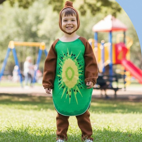 COS167/Kiwi Fruit Costume - Kiwi Fruit Costume Includes: Upper, Pants, Cap S 3-4Years M 5-7Years L 8-10Years XL 11-14Years