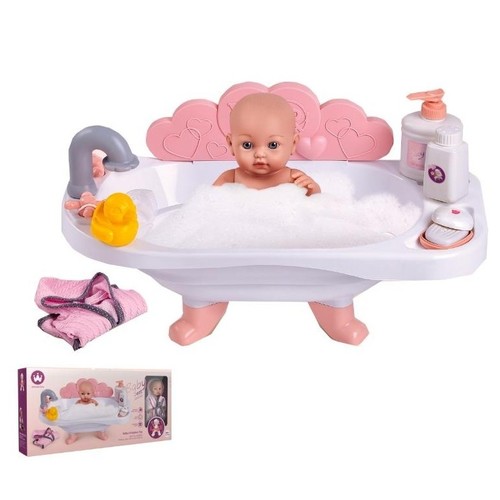 BATH TUB SET-W6906A - 12-inch Wonder Lounge Doll Set with Baby Bath - Fun and entertaining for children - Helps children develop fine motor skills