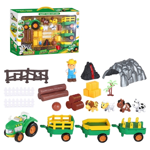 FARMER CAR SET-VS1999 - cow sheep horse dog animal model farm toy set with fence and volcano
For 3+ ages