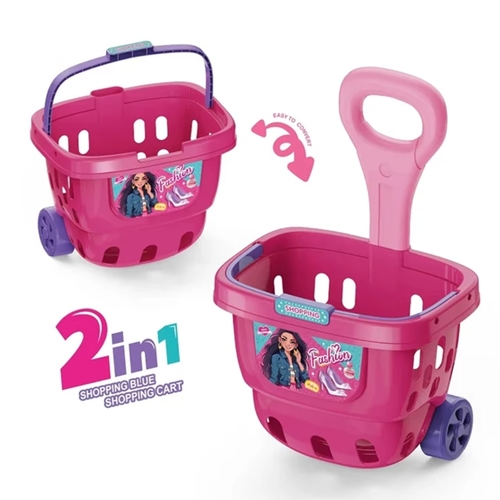 ACCESSORY SET-VS2304 - 2in1 fashion shopping basket cart plastic pretend play preschool baby dressing table toy set 22pcs. for 3+ ages