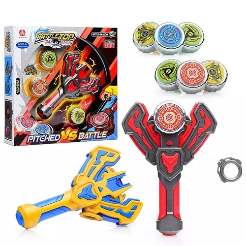 BEYBLADE/SG6289E-72 - The set includes:- a pistol launcher (11 x 4 x 16 cm)- 3 spinning tops.Complies with product safety requirements.Material: plastic.For children ages 3 and up.