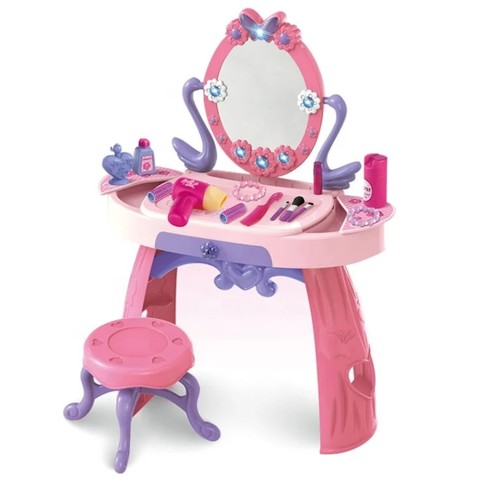 DRESSER-VS2467 - Princess Vanity Set for Toddlers with Mirror and Stool - Perfect Gift for 2-5 Year Old Girls