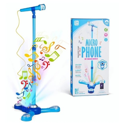 Microphone-VS2618 - The microphone with stand allows kids to sing as the stage singer. Height adjustment: 40cm-80cm. It can adjust perfectly for children of different ages. MP3 Mode: You can connect to MP3, mobile phone or other devices to play your baby’s favorite songs. When you turn on the microphone switch, there is a real sound amplifier function, the song effect is good. Simulated microphone: 3 x AA batteries (not included). Fine workmanship and cute design for kids.