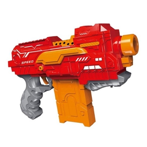 Soft Bullet Gun-7037 - Blaster machine gun with soft bullets is an automatic toy weapon designed for children from 6 years old. The blaster will be a great gift for little fans of battles, which adults will be happy to join. Cartridges are made of soft polymeric safe material. Blaster-machine gun is equipped with a removable drum magazine, legs-stops and automatic cocking. The set includes 10 soft bullets with smooth tips. The shot is made using a spring mechanism. On the inside of the box there is a target that can be separated by the finished perforation and placed in a convenient place to hone your shooting skills.