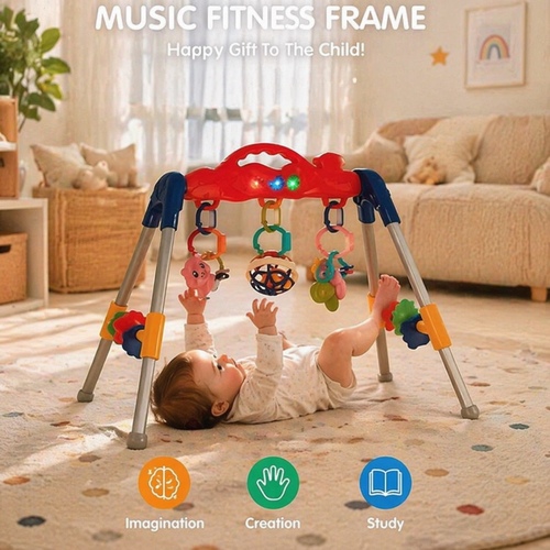 Music Fitness Frame-VS1318 - This fitness frame is made of non-toxic material that is safe for your child. - Helps enhance color and shape recognition. - A number of hanging accessories that occupy the child's interest. Suitable age group: 3 months and over.