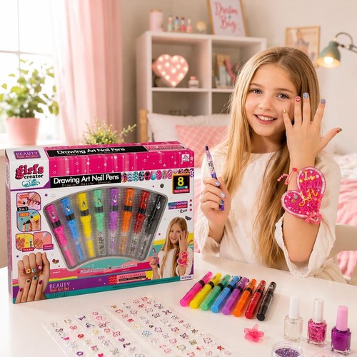 NAIL ART/MBK-329D - Drawing Art nail pens Dream! Dazzle! Shine! Beauty nail art set,brush 3 in 1 art pen 8 pcs of nail art pens For 6+ ages