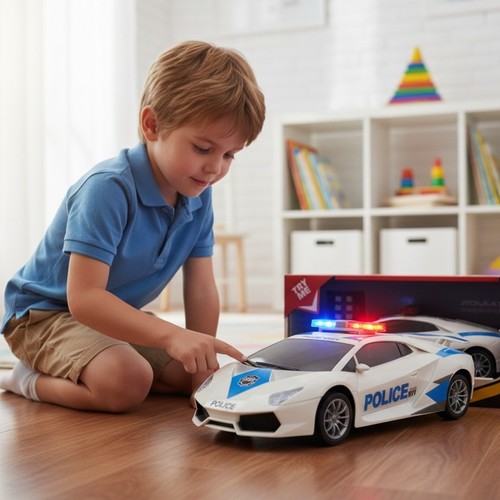 POLICE CAR-VS2010 - FRICTION POLICE CAR WITH MUSIC AND LIGHT 
 FOR 3+ AGES