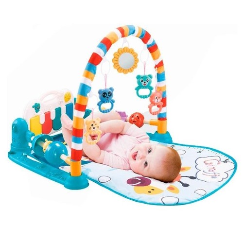Piano Activity Play Mat - The mat is a construction of a soft mat, an arch with eyelets for suspensions, and a musical piano. - Sounds of music and bright lights contribute to the development of sensory perception and hearing of the baby. - Keystroke is a great stretching exercise to develop your child's flexibility. - 4 plastic pendants-rattles and a mirror above the head, attract children's attention, stimulating the development of motor skills, visual system and grasping reflex. The piano plays music.