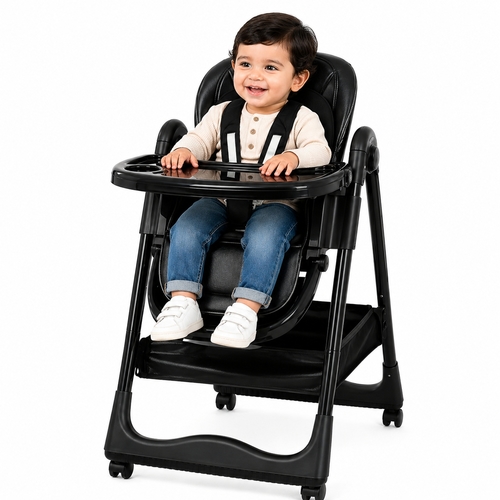 BABY DINING CHAIR/KD905-29434 - Suitable from 6 months to 3 yearsAdjustable backrest for sleeping and sittingVarious heightsWheels for easy movementMoving traySafety belt to protect your child from fallsFootrest for the childEasy to fold