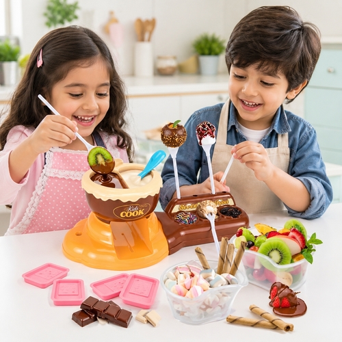 HOT POT CHOCOLATE-3737A - PLASTIC KITCHEN TOYS SET 2 IN 1 MULTIFUNCTIONAL DIY CHOCOLATE HOT POT TOY FOR 6+ AGES