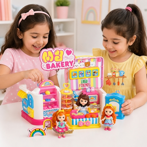 ql201/My Bakery - 35 pcs Engages the child for long hours of play helps to pretend play. With mini doll Age : +3 years