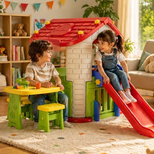 KIDS PLAYHOUSE/CHD-805R - You can install at your desired place, and it has a separable slide. It has a desk and 2 chairs to play various games with. Size/Weight 1650 X 1930 X 1190 (mm) / 22.2kg