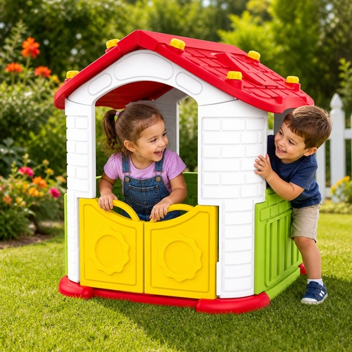 KIDS PLAYHOUSE/CHD-800R - Easy assembly and good durability by using FLOWER NUT.Made of high-quality safe plastic with UV protection.It has wide doors that open to both sides that you can assemble at the desired place.Size/Weight&nbsp;1080 X 1080 X 1190 (mm) / 15.9kg