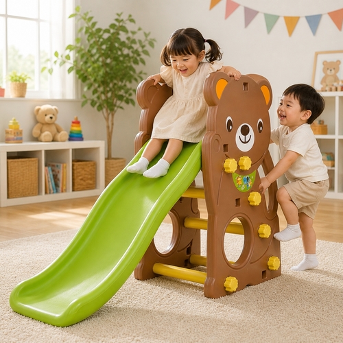 KIDS SLIDE/CHD-160B - BEAR SLIDE BROWN FOR 3+ AGES SIZE: 160X84.5X107