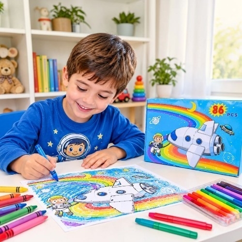 86 pcs Coloring pens and crayon - S607 ( sh)