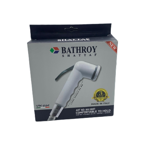 Shattaf Long Hand Plastic Italy Bathroy - شطاف بلاستيك أبيض موديل إيطالي: حمام طويل