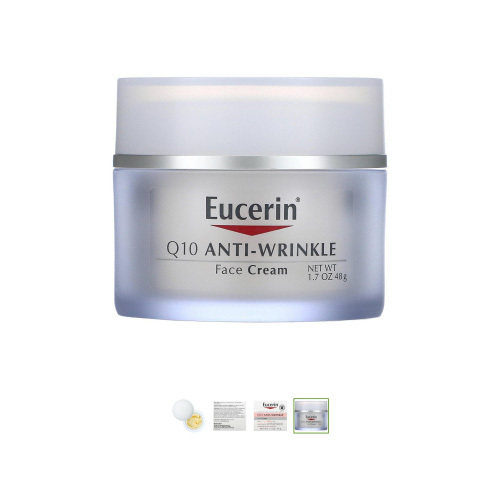 Kardhem - Face Cream, Complex Q10, Anti-Wrinkle, 1.7 oz (48 g) - Eucerin Q10 Anti-Wrinkle Face Cream has helped to replenish this naturally occurring enzyme that is vital to healthy-looking skin. Along with vitamin E and beta-carotene, it also forms a powerful antioxidant complex to help protect against the harmful effects of free radicals.