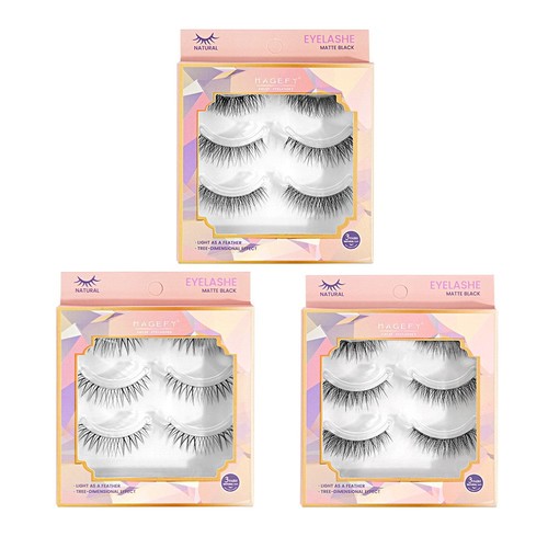 3D FALSE EYE LASHES MAGNET / WA-0050 - 3 PAIRS NATURAL 3D FALSE EYE LASHES MAGNET
