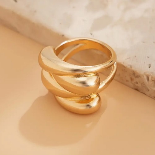 GOLD RING / WA-0044 - 4 GOLD RING CROSS-BORDER JEWELRY DIAMOND STYLE