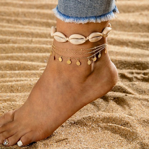 GOLD ANKLET / WA-0033 - COLOR GOLD BEACH STYLE GOLD ANKLET