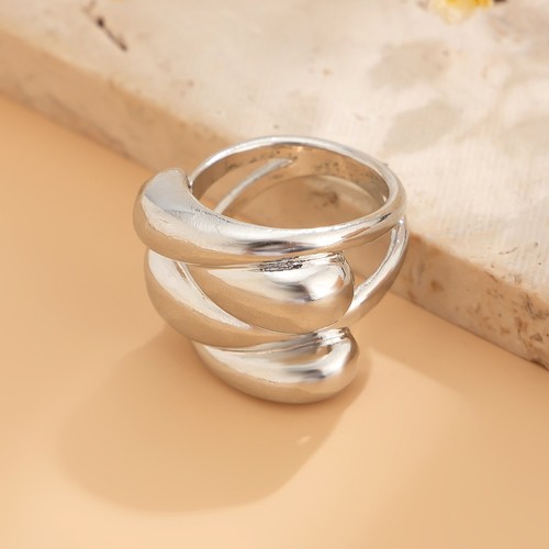 SILVER RING / WA-0016 - 4 ALLOY SILVER RING EXAGGERATED STYLE