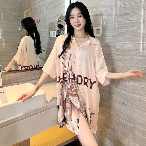 ROMANTIC SILK NIGHT DRESS / WD-0015 - ROMANTIC COLOR SILK NIGHT DRESS