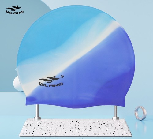 Silicone swimming cap / WA-0012 - Qilang silicone swimming cap- Adult 50g waterproof for men and women long hair swimming cap customized logo