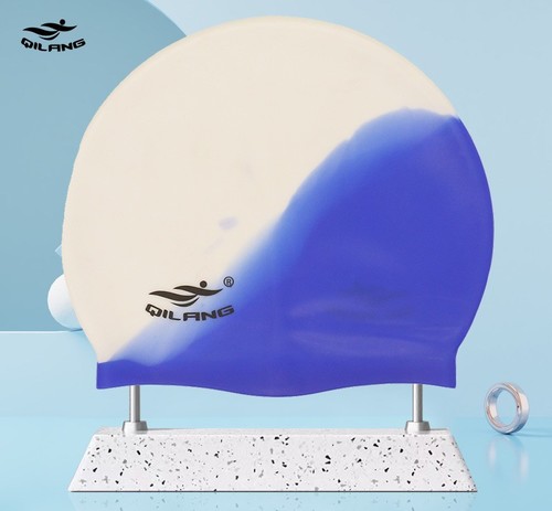 Silicone swimming cap / WA-0009 - Qilang silicone swimming cap- Adult 50g waterproof for men and women long hair swimming cap customized logo Color: 9