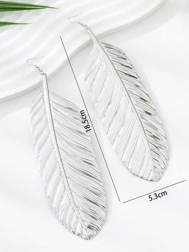 SILVER LEAF EARRINGS / WA-0008 - FASHIONABLE SILVER LEAF EARRING