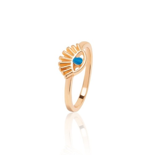 GOLD PLATED RING / WA-0004 - GOLD PLATED DEVIL'S EYE RING OPENING ADJUSTABLE