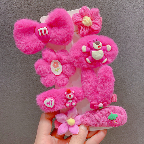HAIRPINS 8 PIECES / KA -0113 - HAIRPINS FOR CHILDREN 8 PIECES Color : Strawberry Bear