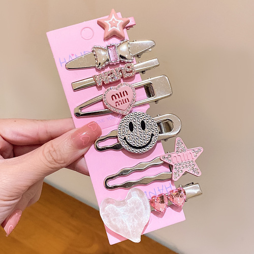HAIRPINS 7 PIECES / KA-0126 - HAIRPINS FOR CHILDREN 7 PIECES Color : Silver Smiley # 2