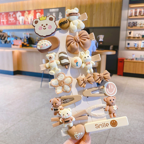 HAIRPINS 14 PIECES / KA-0129 - HAIRPINS FOR CHILDREN 14 PIECES Color: Coffee Bow