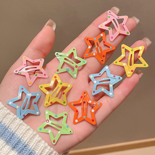 HAIRPINS 10 PIECES / KA-0132 - HAIRPINS FOR CHILDREN 10 PIECES Color: Orange Polka dot