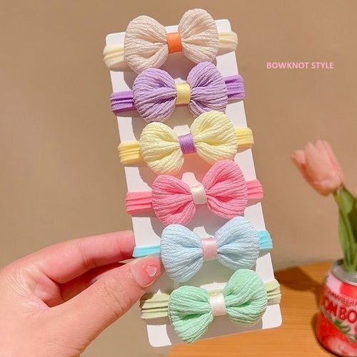 PONYTAIL 6 PIECES / KA-0134 - PONYTAIL RUBBER BANDS 6 PIECES Style: Flower, Bowknot