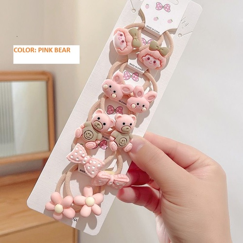 HAIR RUBBER BANDS / KA-0137 - HAIR RUBBER BANDS FOR GIRLS Color: Fruit Combination, Big Heart, Pink Bear, Tulip, Strawberry Bear