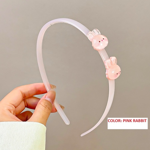 CARTOON HEADBAND / KA-0146 - TRANSPARENT JELLY COLOR CARTOON HEADBAND Color: White Cat, Pink Rabbit, Pink Cake, Yellow Bear, Purple Love