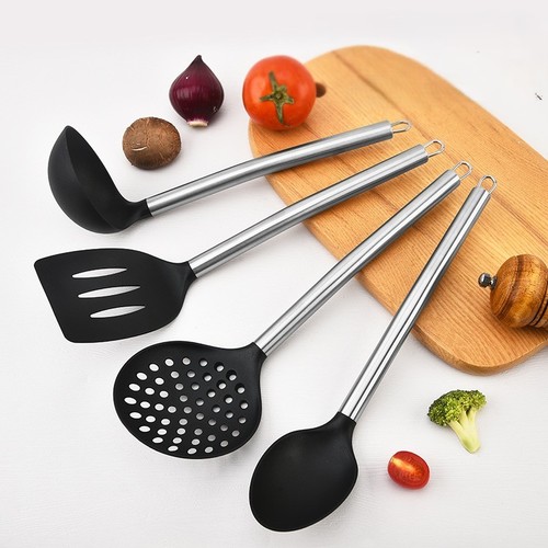 STAINLESS STEAL KITCHEN WARE / KN-0023 - FOUR PIECE STAINLESS STEEL NYLON KITCHEN WARE