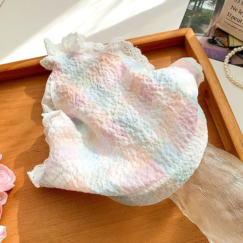 HEAD SCARF NON-SLIP HEADBAND / KA-0157 - Headscarf non-slip headband pastoral style lace triangle scarf for girls Color : Rainbow