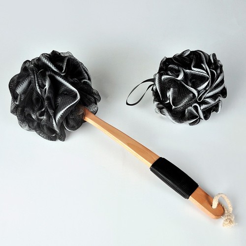 BATH BRUSH WITH HANDLE / BR-0010 - BATH BODY BRUSH WITH WOOD HANDLE