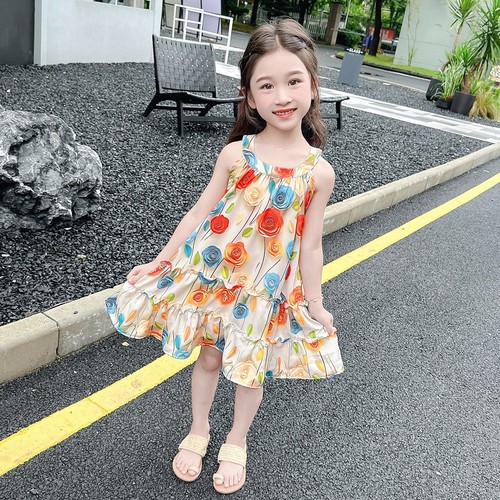 SUMMER PRINCESS DRESS / KC-0003 - FLORAL SUMMER DRESS FOR GIRLS