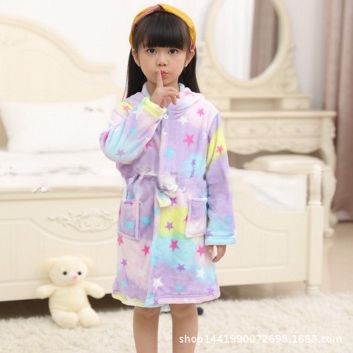 BATHROBE FOR CHILDREN / KC-0010 - COLORFUL LONG SLEEVED BATHROBE FOR GIRLS