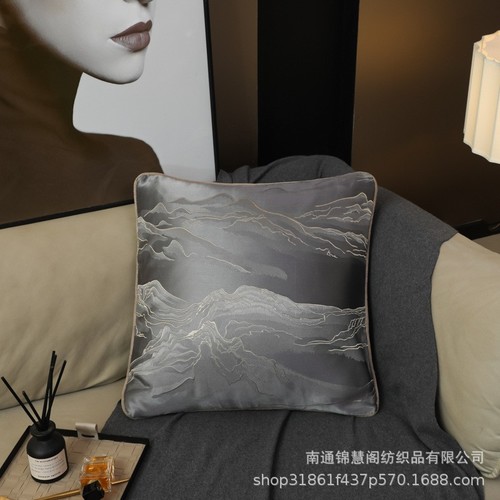 PILLOW COVER / HM-0004 - SIZE: 45x45CM COLOR: GRAY WITH BROWN SOFT PILLOW COVER PILLOW NOT INCLUDED