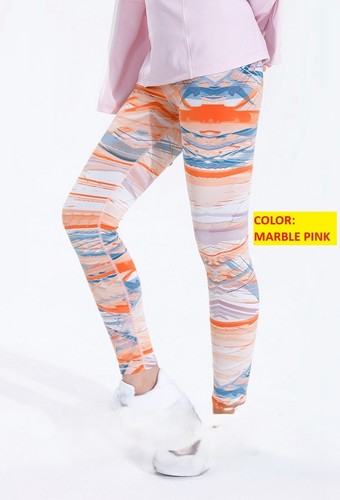 GIRL'S YOGA PANTS / GL-0002 - Girl's yoga pants sports fitness running quick-drying high waist tights Color : Marble Pink Size: 140cm, 150cm, 160cm